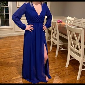 Long Sleeve Blue Dress w/ Slit